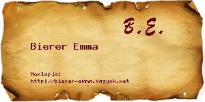 Bierer Emma névjegykártya